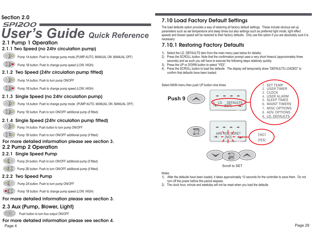 User’s guide, Quick reference | Davey SP1200-60 (1ph) SPAPOWER CONTROLLER User Manual | Page 6 / 18