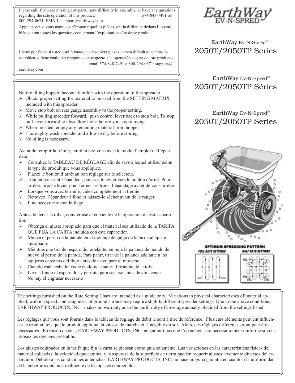 Earthway Outlet 2050T User Manual | 2 pages