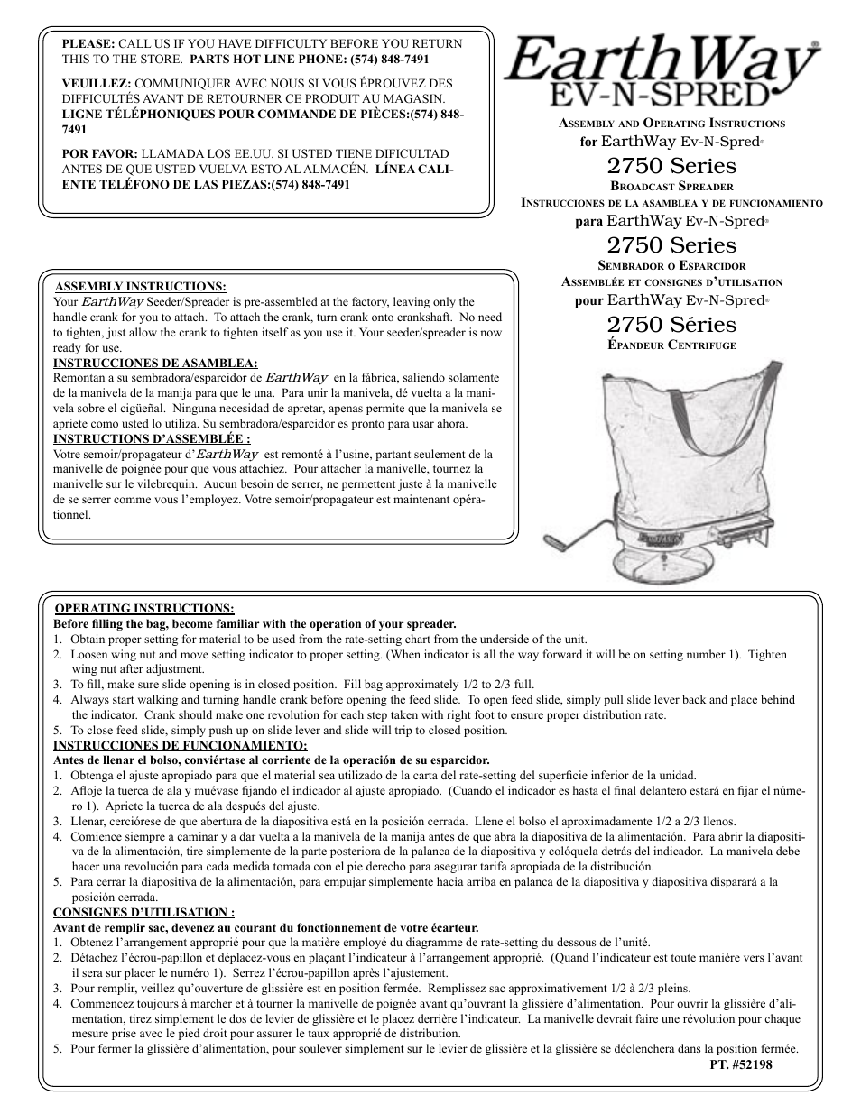 Earthway Outlet 2750 Series User Manual | 2 pages
