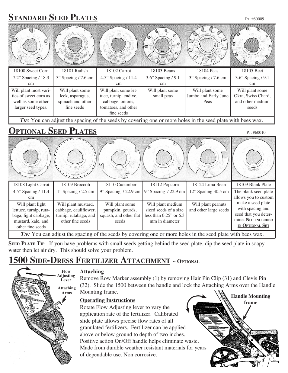 1500 s, Ptional, Lates | Tandard, Ress, Ertilizer, Ttachment | Earthway Outlet 1001-B User Manual | Page 4 / 5