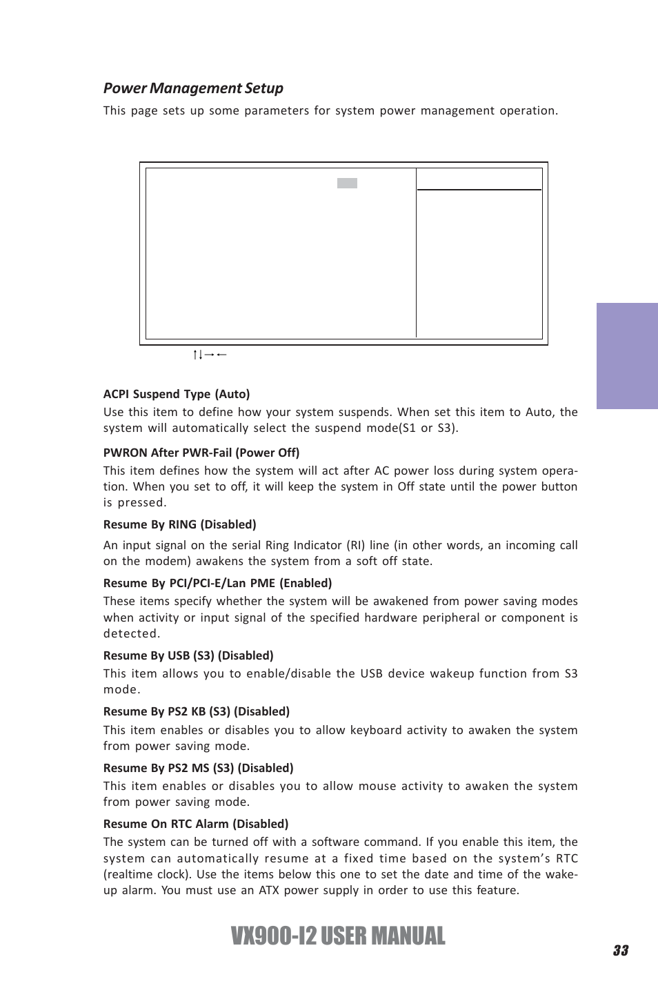 Vx900-i2 user manual, Chapter 3, Power management setup | Elitegroup VX900-I2 (V1.0) User Manual | Page 37 / 50