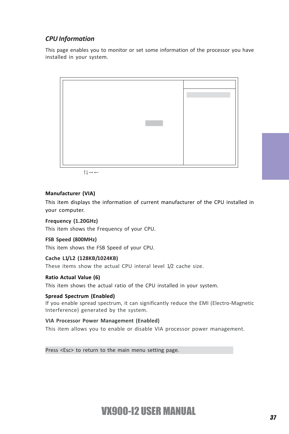 Vx900-i2 user manual, Chapter 3, Cpu information | Elitegroup VX900-I2 (V1.0) User Manual | Page 41 / 50