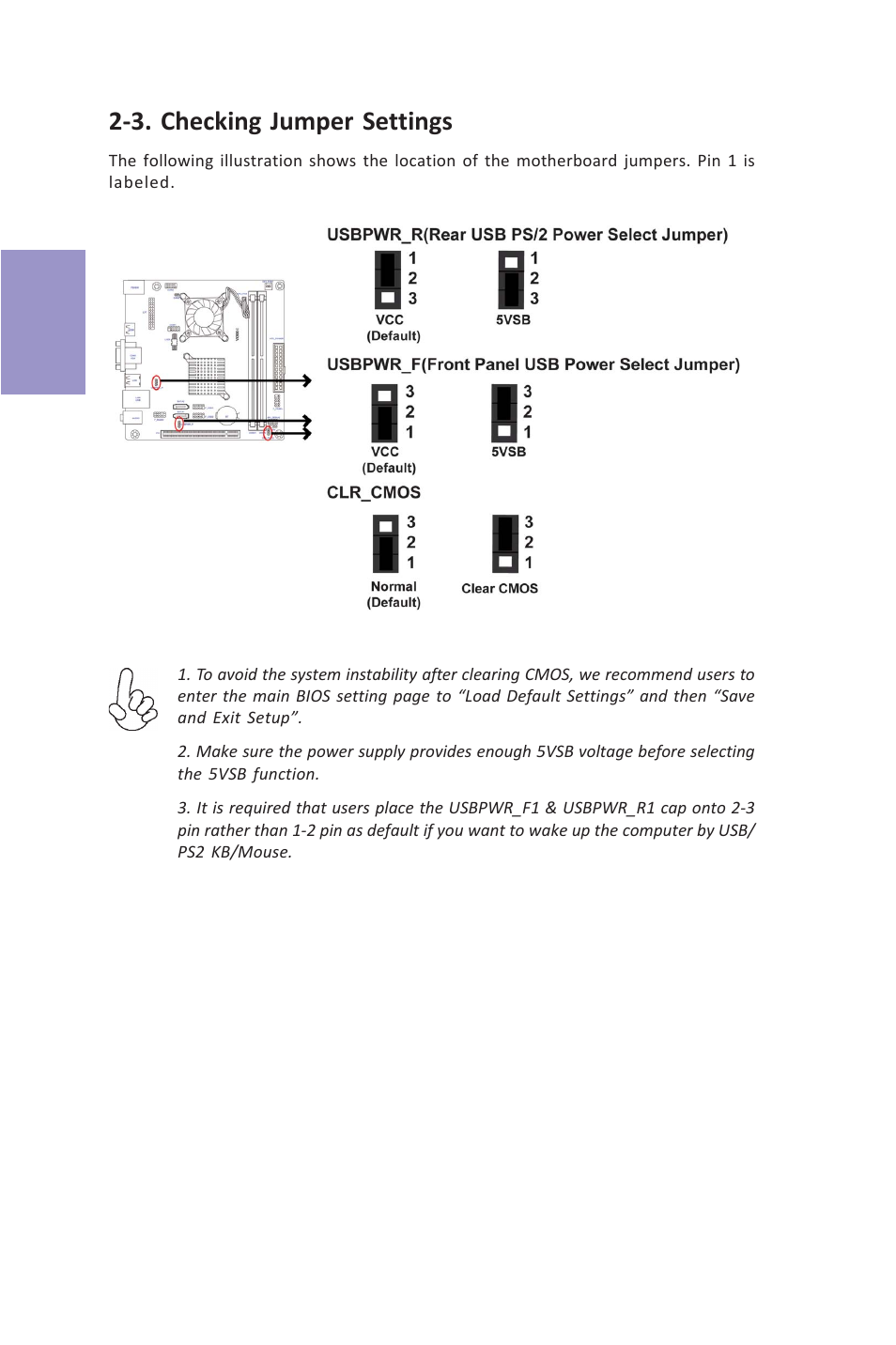 Vx900-i user manual, Chapter 2, 3. checking jumper settings | Elitegroup VX900-I (V1.0A) User Manual | Page 12 / 52