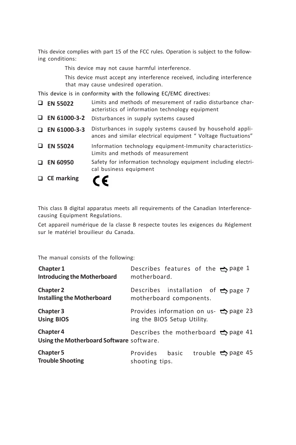 Vx900-i user manual, Declaration of conformity, Canadian department of communications | About the manual | Elitegroup VX900-I (V1.0A) User Manual | Page 2 / 52