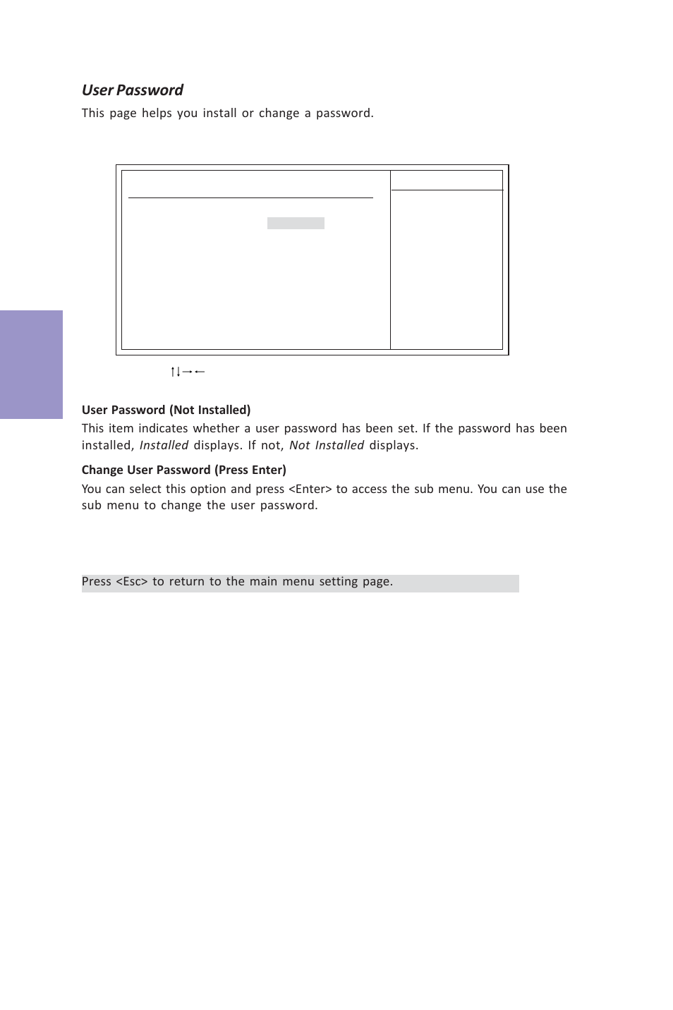 Vx900-i user manual, Chapter 3, User password | Elitegroup VX900-I (V1.0A) User Manual | Page 42 / 52