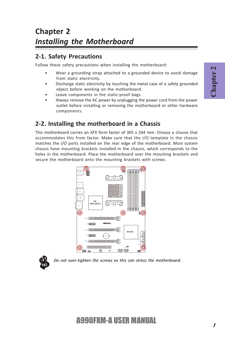 Chapter 2 installing the motherboard, A990fxm-a user manual, Chapter 2 | Elitegroup A990FXM-A (V1.1) User Manual | Page 11 / 68