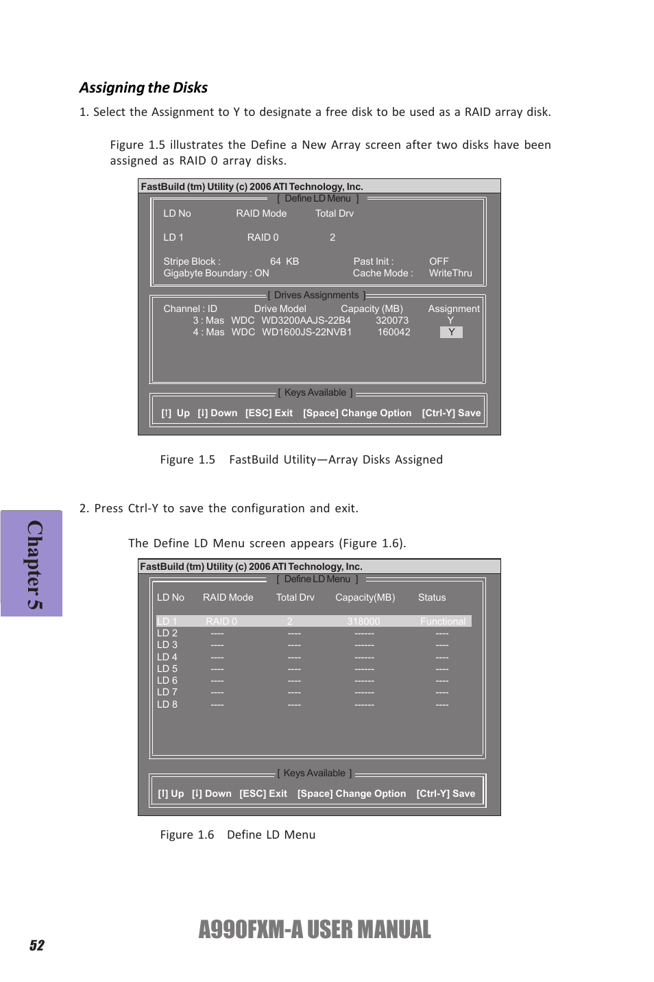 A990fxm-a user manual, Chapter 5, Assigning the disks | Elitegroup A990FXM-A (V1.1) User Manual | Page 56 / 68