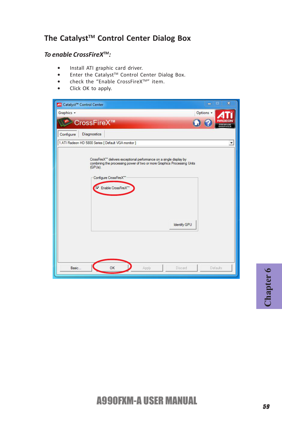 A990fxm-a user manual, Chapter 6, The catalyst | Control center dialog box | Elitegroup A990FXM-A (V1.1) User Manual | Page 63 / 68