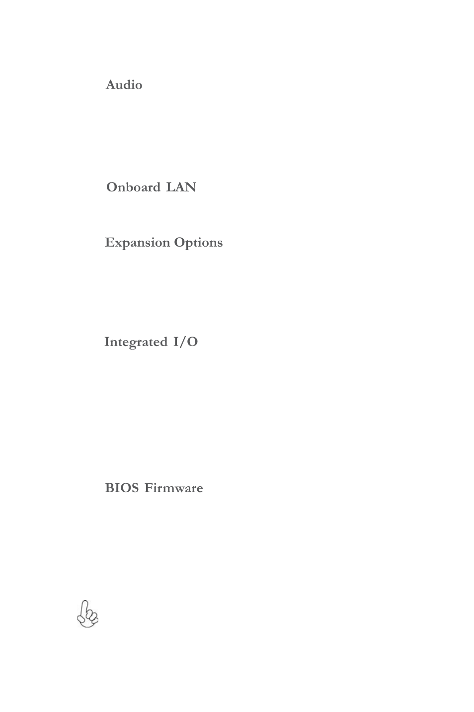 Expansion options, Integrated i/o, Bios firmware | Onboard lan, Audio | Elitegroup A990FXM-A (V1.0) User Manual | Page 7 / 76