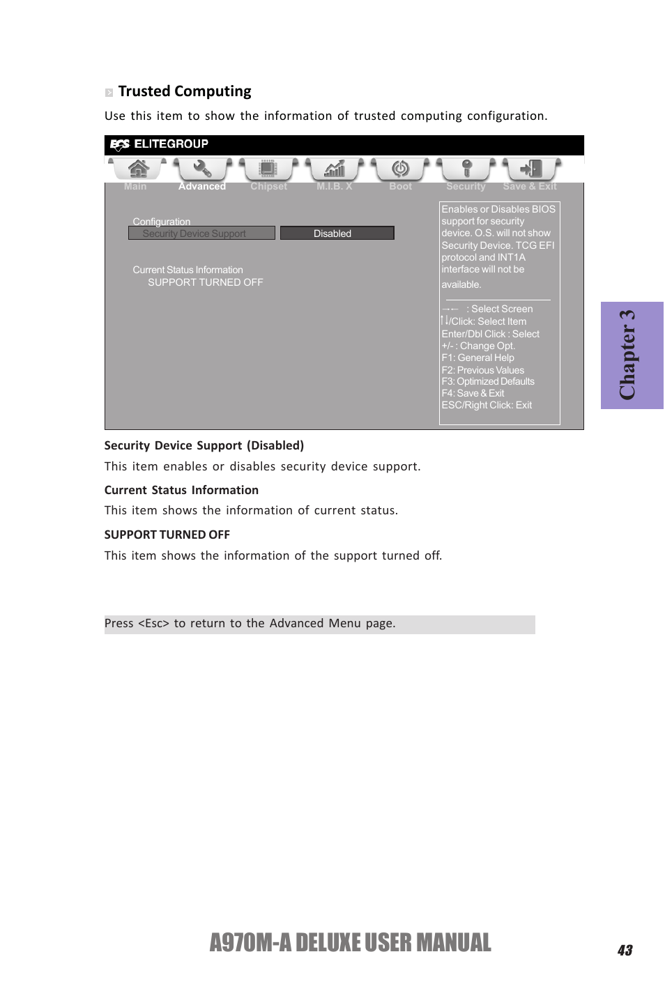 A970m-a deluxe user manual, Chapter 3, Trusted computing | Elitegroup A970M-A DELUXE (V1.0) User Manual | Page 47 / 74