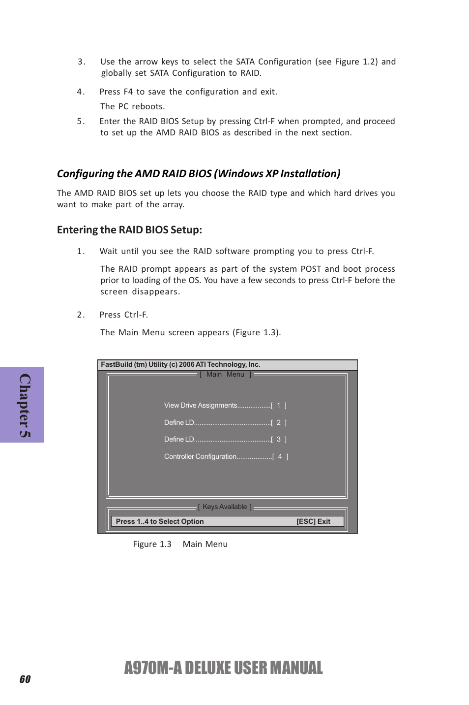 A970m-a deluxe user manual, Chapter 5, Entering the raid bios setup | Elitegroup A970M-A DELUXE (V1.0) User Manual | Page 64 / 74