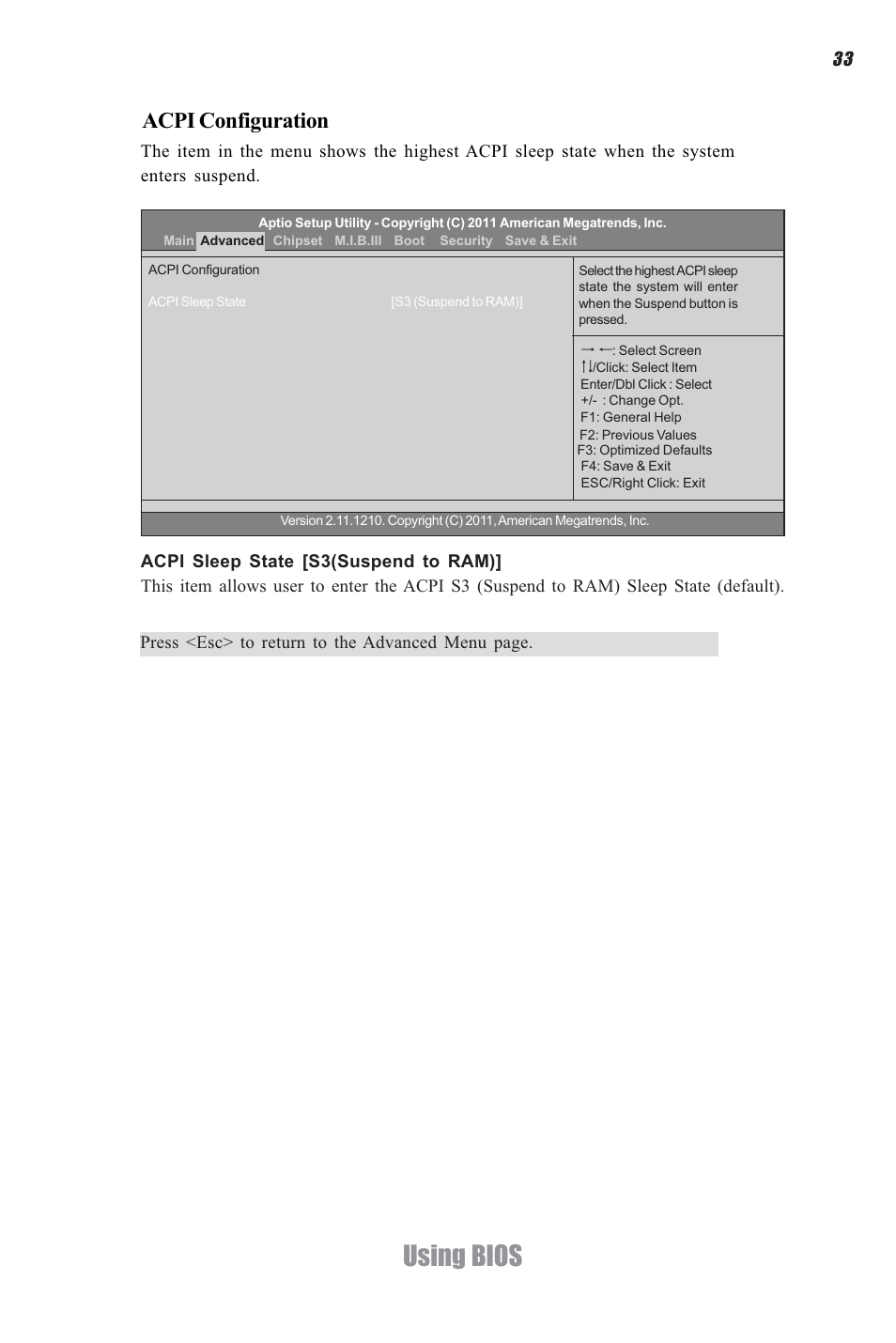 Using bios, Acpi configuration | Elitegroup A960M-M2 (V1.0) User Manual | Page 37 / 68