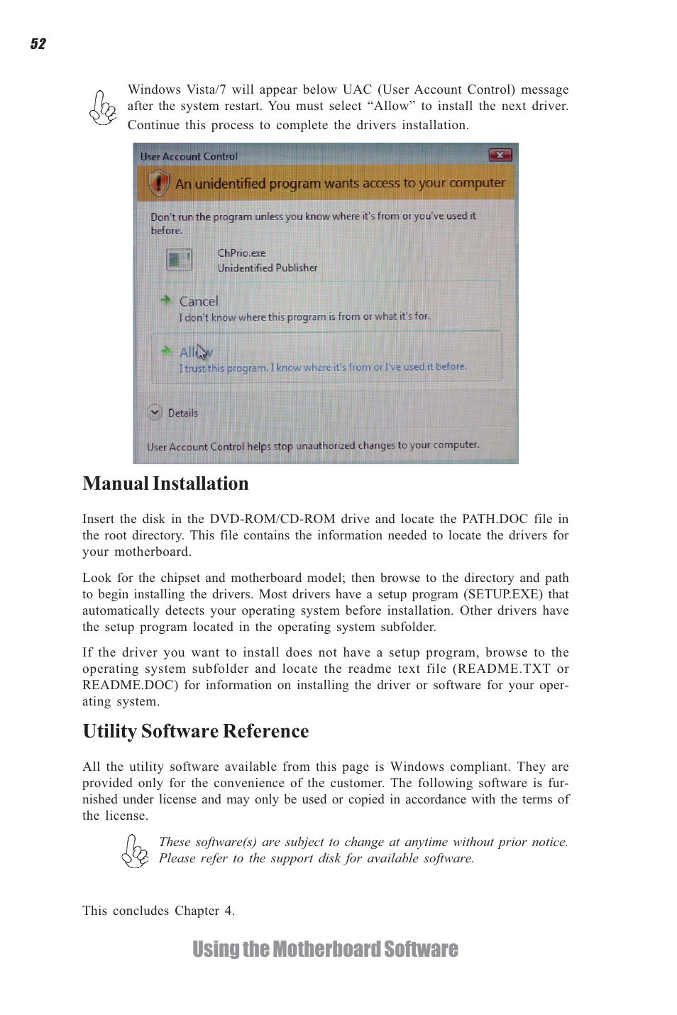 Using the motherboard software manual installation, Utility software reference | Elitegroup A960M-M2 (V1.0) User Manual | Page 56 / 68