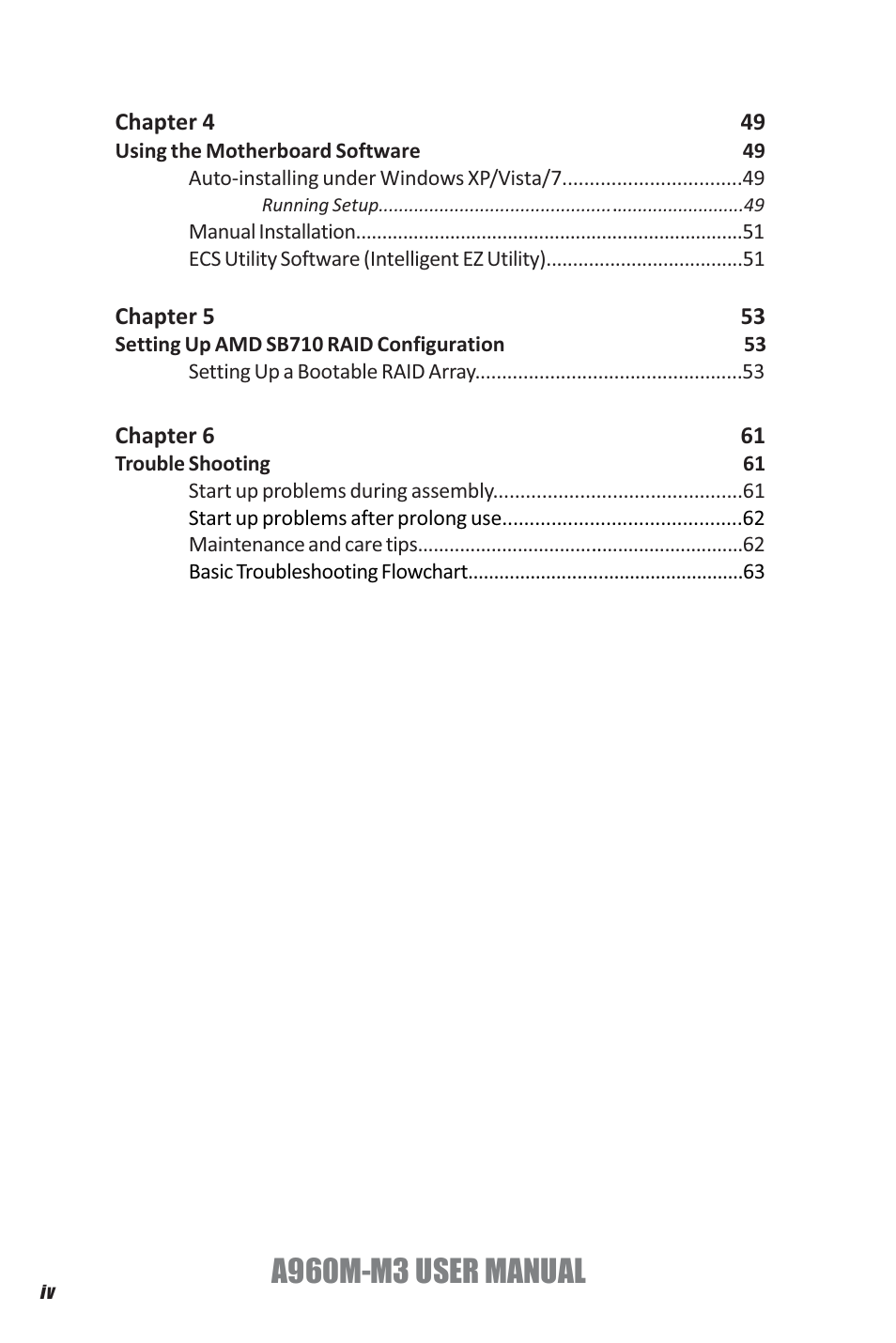 A960m-m3 user manual | Elitegroup A960M-M3 (V1.0) User Manual | Page 4 / 68