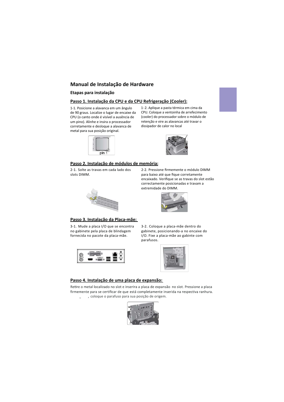 Manual de instalação de hardware, Português | Elitegroup A960M-M4 (V1.0) User Manual | Page 11 / 30