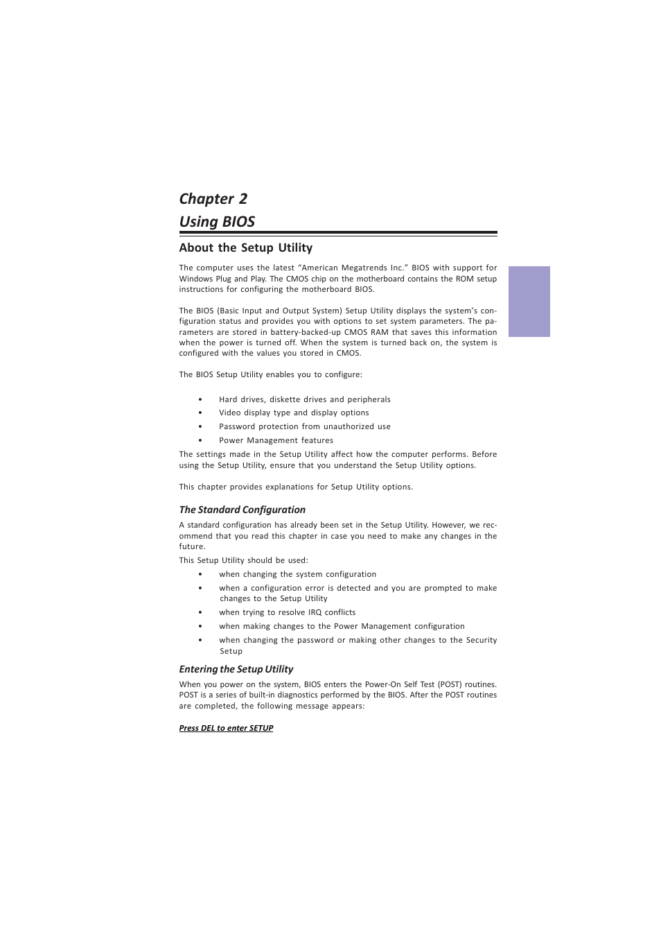 Chapter 2 using bios, A960m-mv user manual, Chapter 2 | About the setup utility | Elitegroup A960M-MV (V1.0A) User Manual | Page 11 / 82