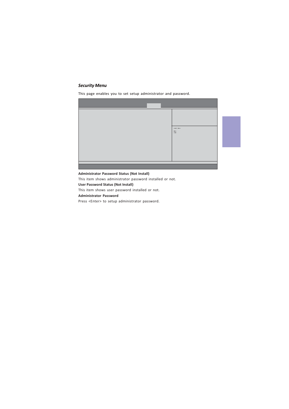 A960m-mv user manual, Chapter 2, Security menu | Elitegroup A960M-MV (V1.0A) User Manual | Page 33 / 82