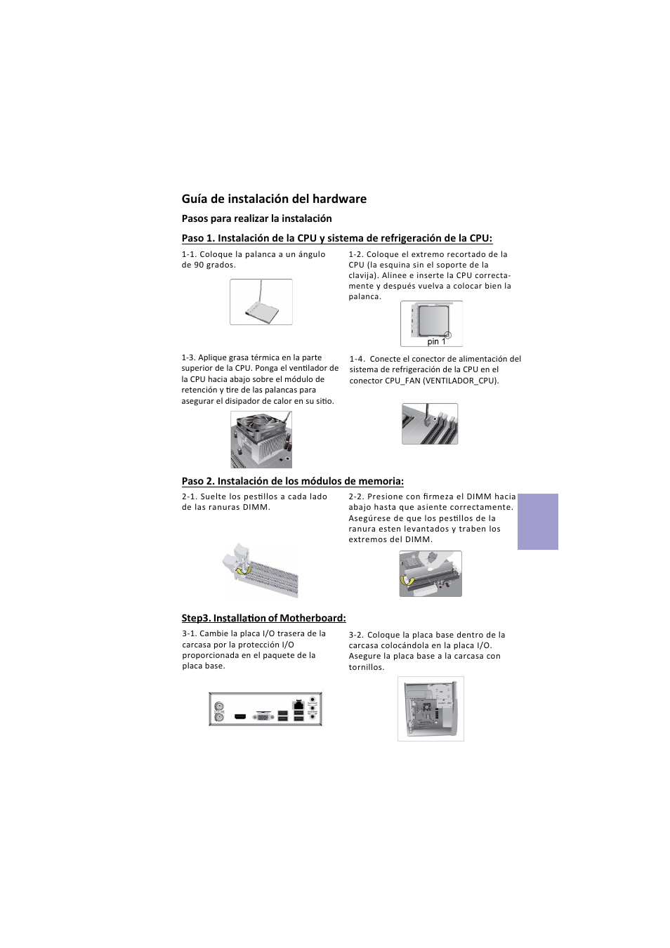 Español, Guía de instalación del hardware | Elitegroup A960M-MV (V1.0A) User Manual | Page 65 / 82
