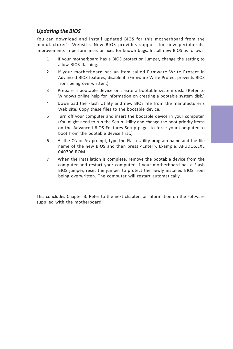 Z87h3-a3x user manual, Chapter 3, Updating the bios | Elitegroup Z87H3-A3X (V1.0) User Manual | Page 73 / 96