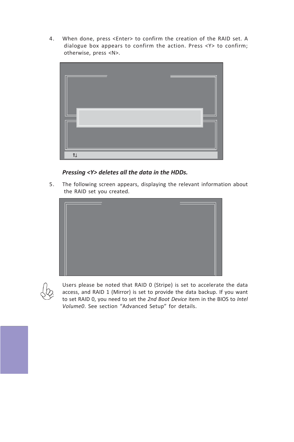 Z87h3-a3x user manual, Chapter 7, Pressing <y> deletes all the data in the hdds | Elitegroup Z87H3-A3X (V1.0) User Manual | Page 90 / 96