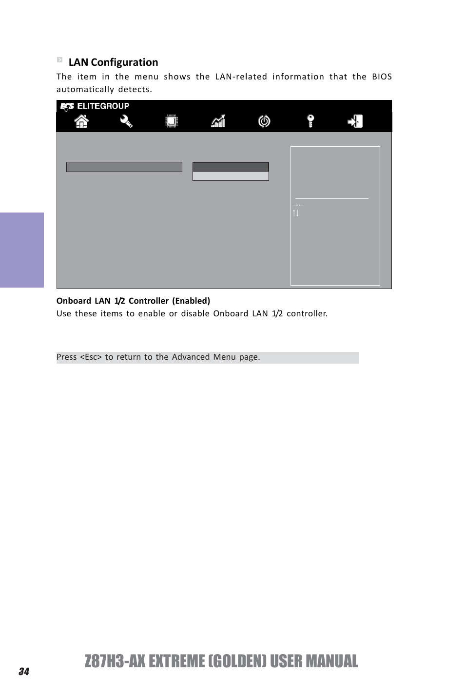 Z87h3-ax extreme (golden) user manual, Chapter 3, Lan configuration | Elitegroup Z87H3-AX GOLDEN (V1.0) User Manual | Page 40 / 104
