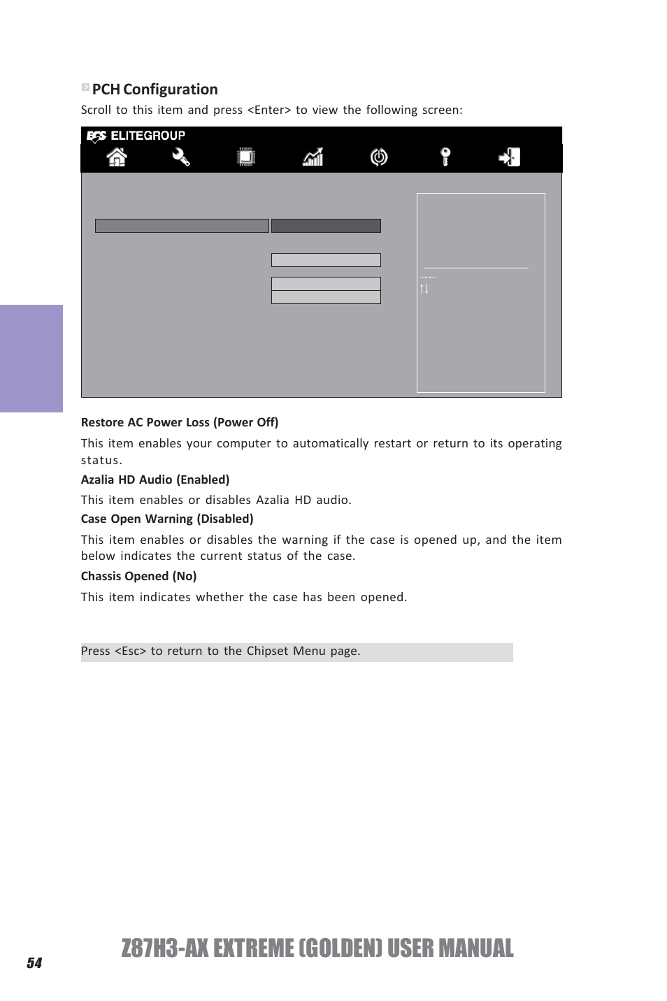 Z87h3-ax extreme (golden) user manual, Chapter 3, Pch configuration | Elitegroup Z87H3-AX GOLDEN (V1.0) User Manual | Page 60 / 104