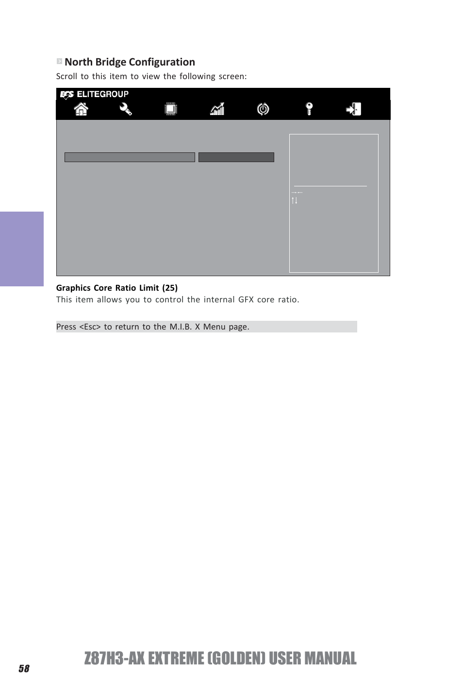 Z87h3-ax extreme (golden) user manual, Chapter 3, North bridge configuration | Elitegroup Z87H3-AX GOLDEN (V1.0) User Manual | Page 64 / 104