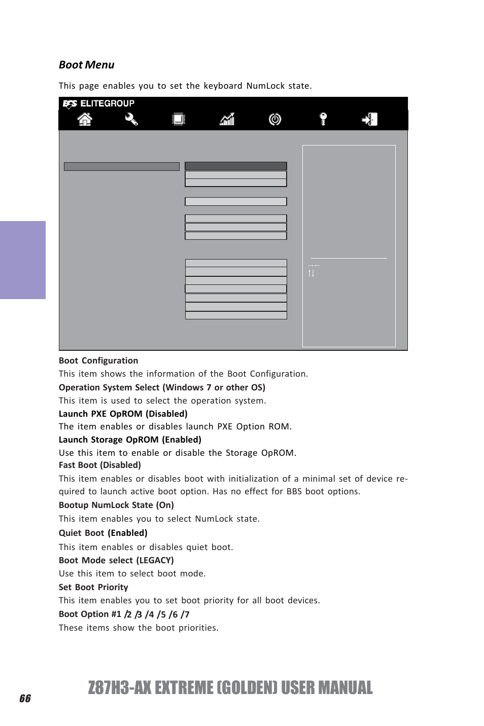 Z87h3-ax extreme (golden) user manual, Chapter 3, Boot menu | Elitegroup Z87H3-AX GOLDEN (V1.0) User Manual | Page 72 / 104