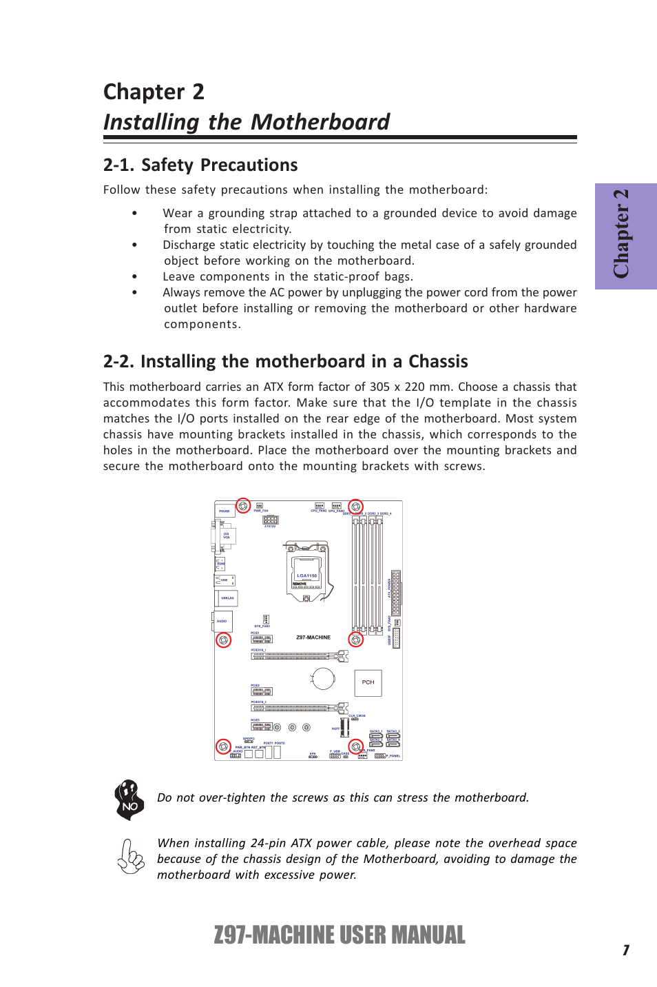 Chapter 2 installing the motherboard, Z97-machine user manual, Chapter 2 | Elitegroup Z97-MACHINE (V1.0) User Manual | Page 13 / 90