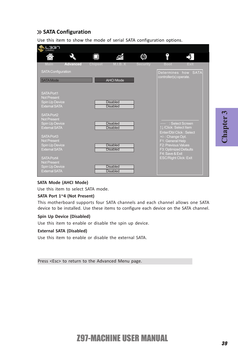 Z97-machine user manual, Chapter 3, Sata configuration | Elitegroup Z97-MACHINE (V1.0) User Manual | Page 45 / 90