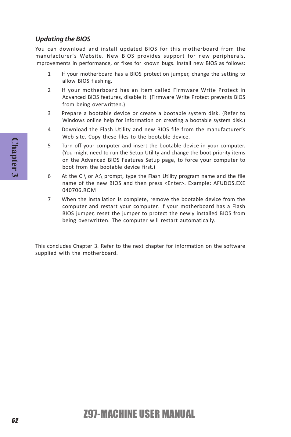 Z97-machine user manual, Chapter 3, Updating the bios | Elitegroup Z97-MACHINE (V1.0) User Manual | Page 68 / 90