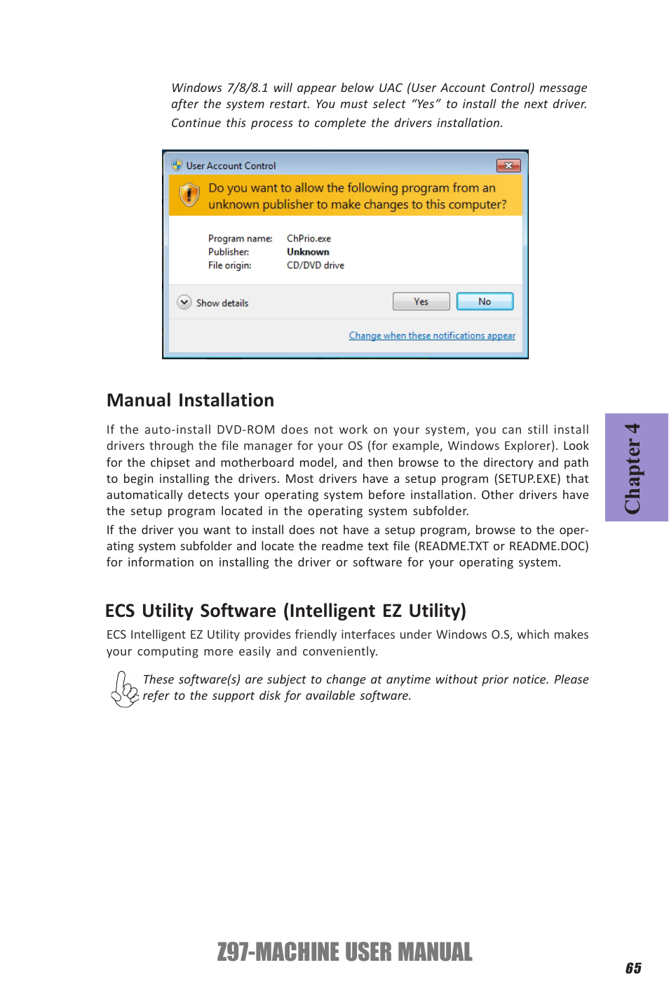Z97-machine user manual, Chapter 4 | Elitegroup Z97-MACHINE (V1.0) User Manual | Page 71 / 90