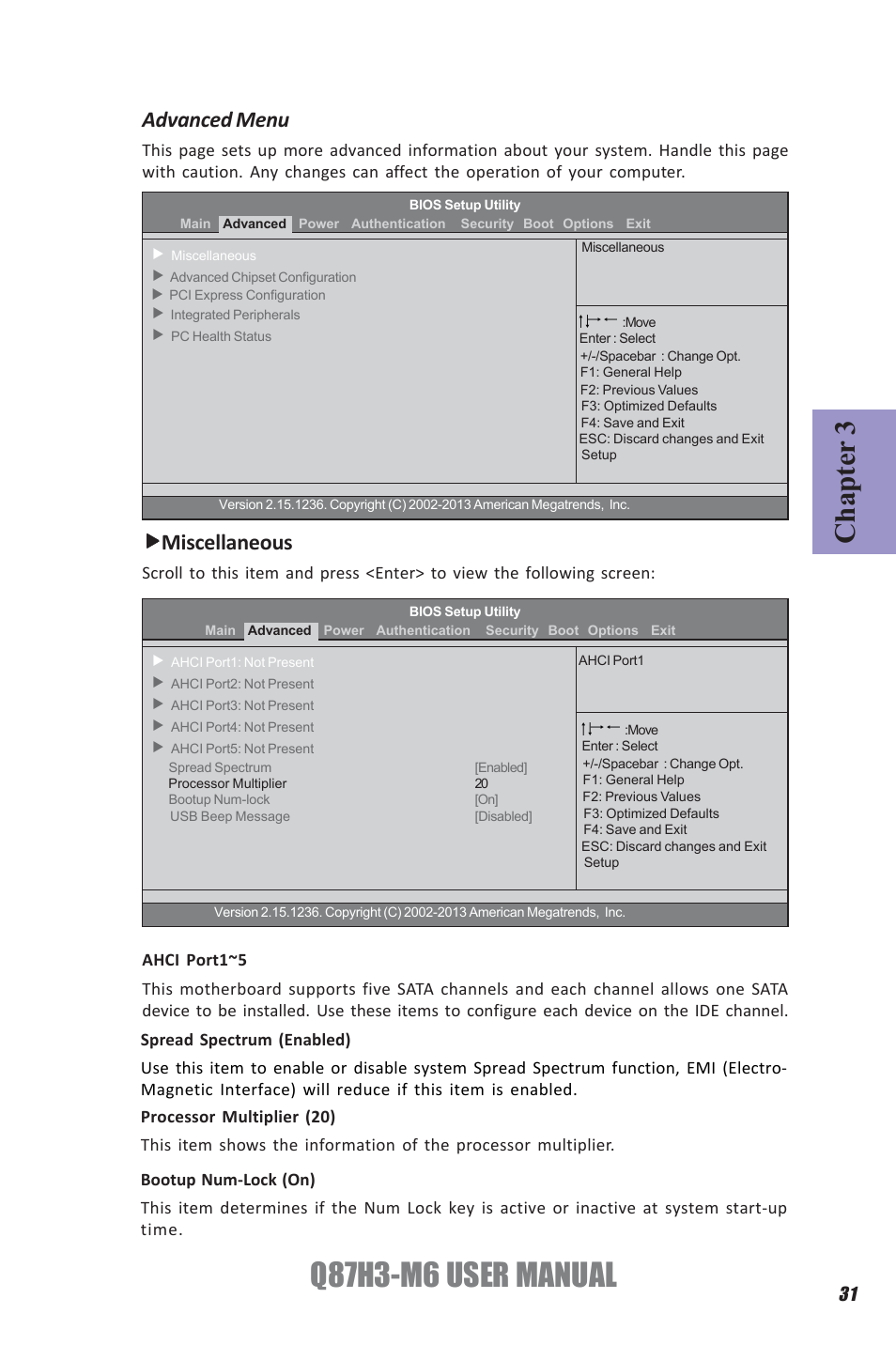 Q87h3-m6 user manual, Chapter 3, Advanced menu | Miscellaneous | Elitegroup Q87H3-M6 (V1.0) User Manual | Page 35 / 60