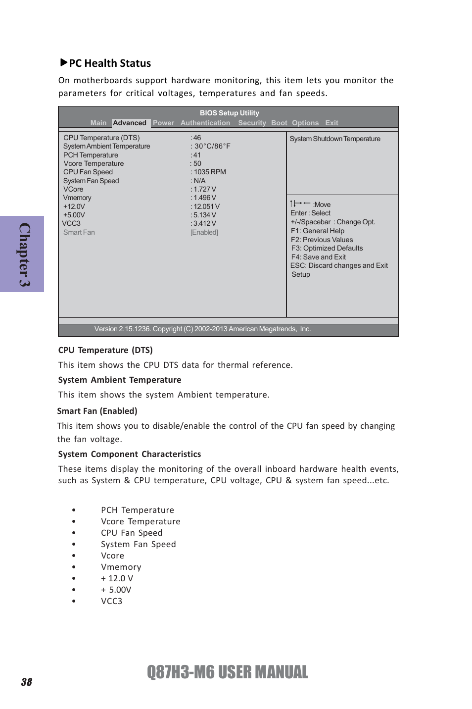 Q87h3-m6 user manual, Chapter 3, Pc health status | Elitegroup Q87H3-M6 (V1.0) User Manual | Page 42 / 60