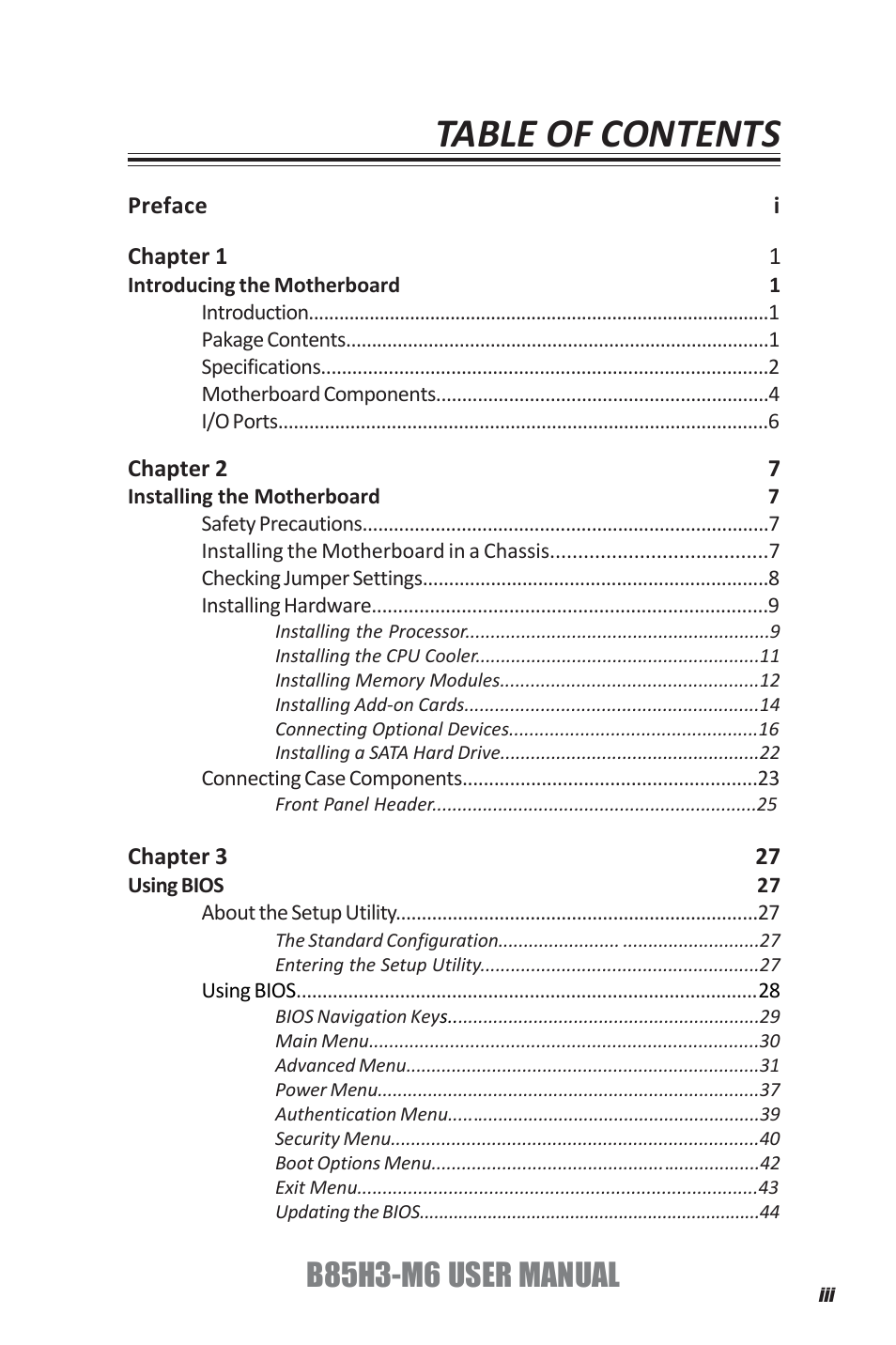 Elitegroup B85H3-M6 (V1.0) User Manual | Page 3 / 52