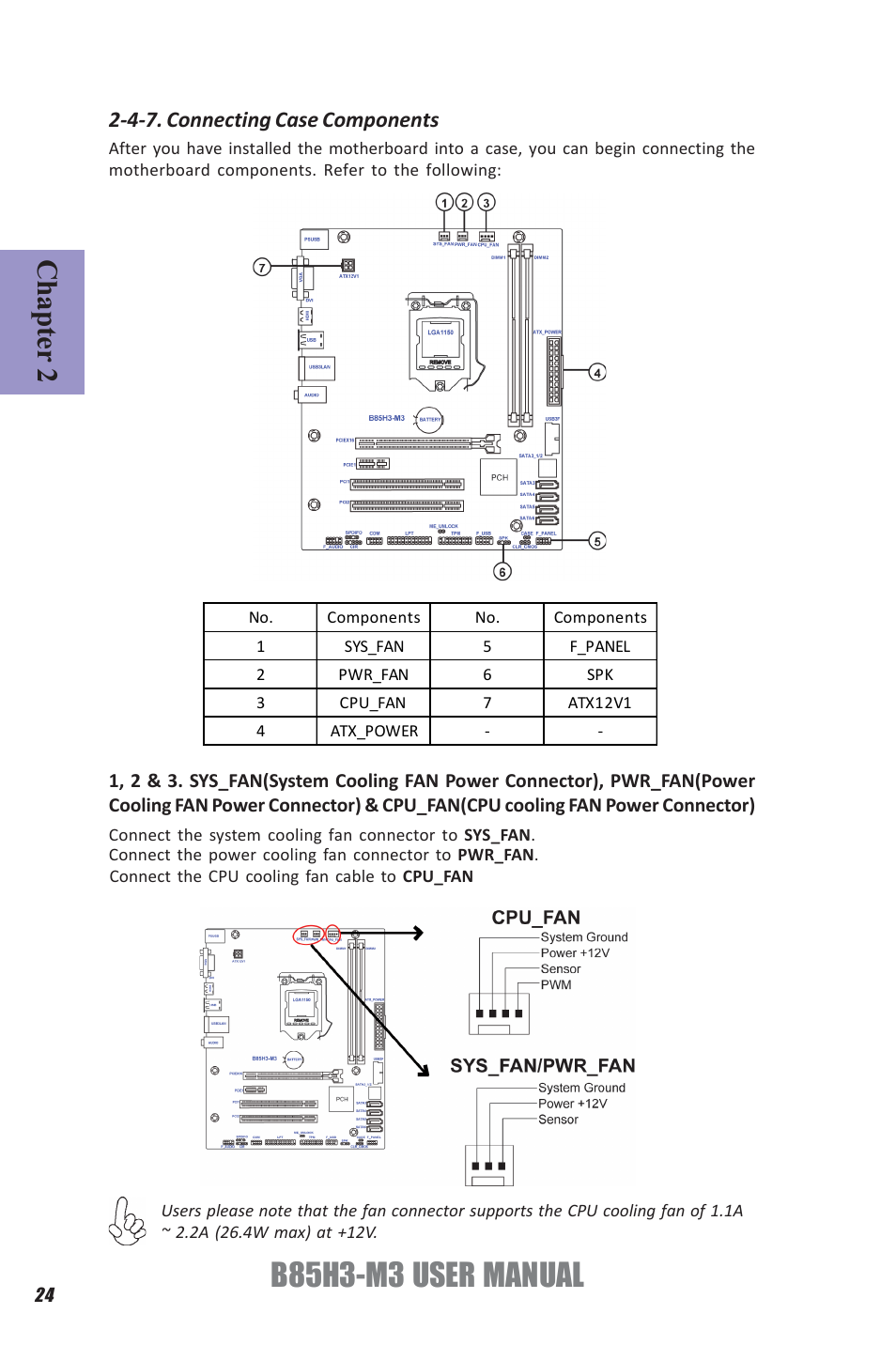 B85h3-m3 user manual, Chapter 2, 4-7. connecting case components | Elitegroup B85H3-M3 (V1.0) User Manual | Page 28 / 78