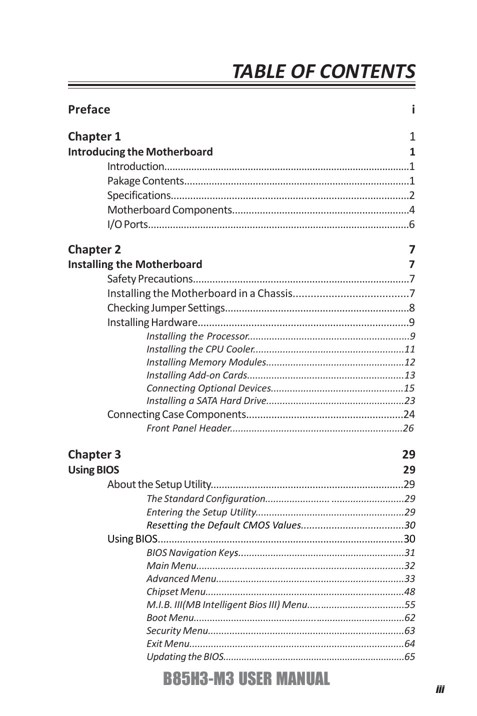 Elitegroup B85H3-M3 (V1.0) User Manual | Page 3 / 78