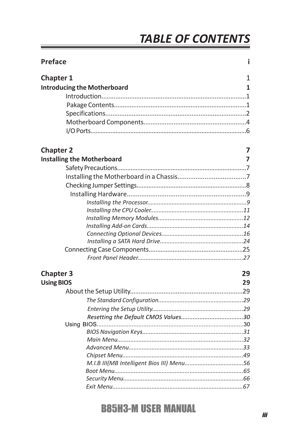 Elitegroup B85H3-M (V1.0) User Manual | Page 3 / 82