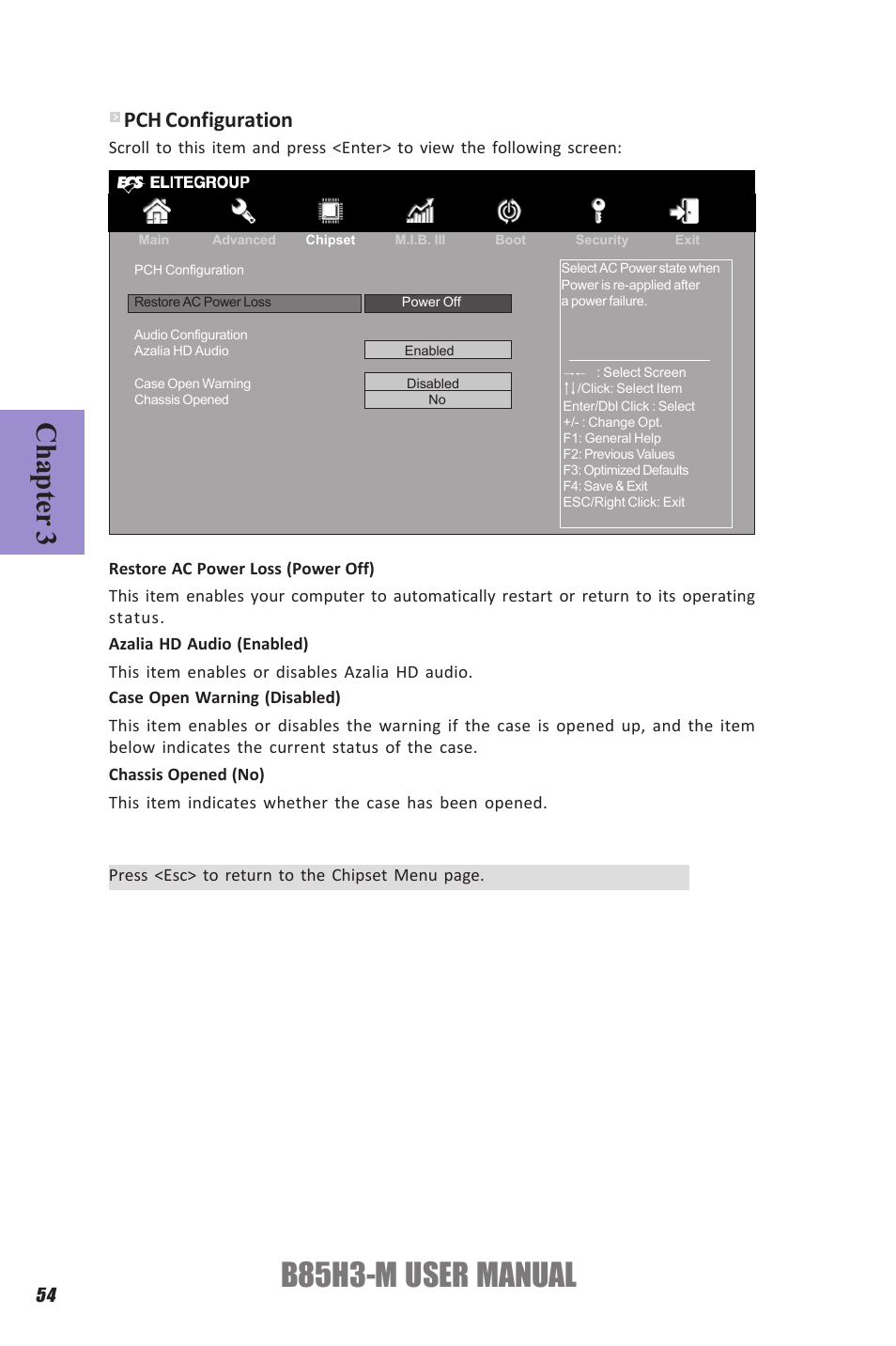 B85h3-m user manual, Chapter 3, Pch configuration | Elitegroup B85H3-M (V1.0) User Manual | Page 58 / 82