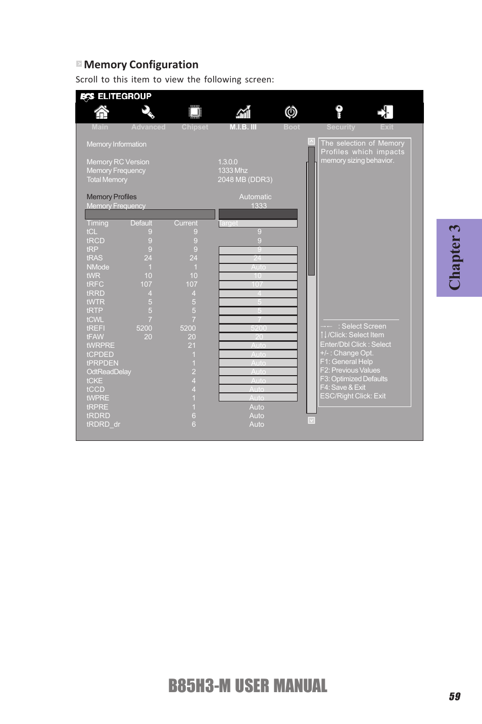 B85h3-m user manual, Chapter 3, Scroll to this item to view the following screen | Elitegroup B85H3-M (V1.0) User Manual | Page 63 / 82