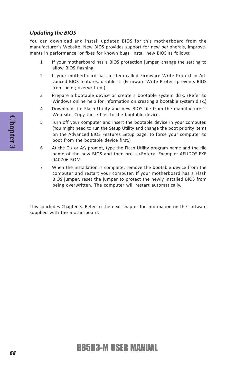 B85h3-m user manual, Chapter 3, Updating the bios | Elitegroup B85H3-M (V1.0) User Manual | Page 72 / 82