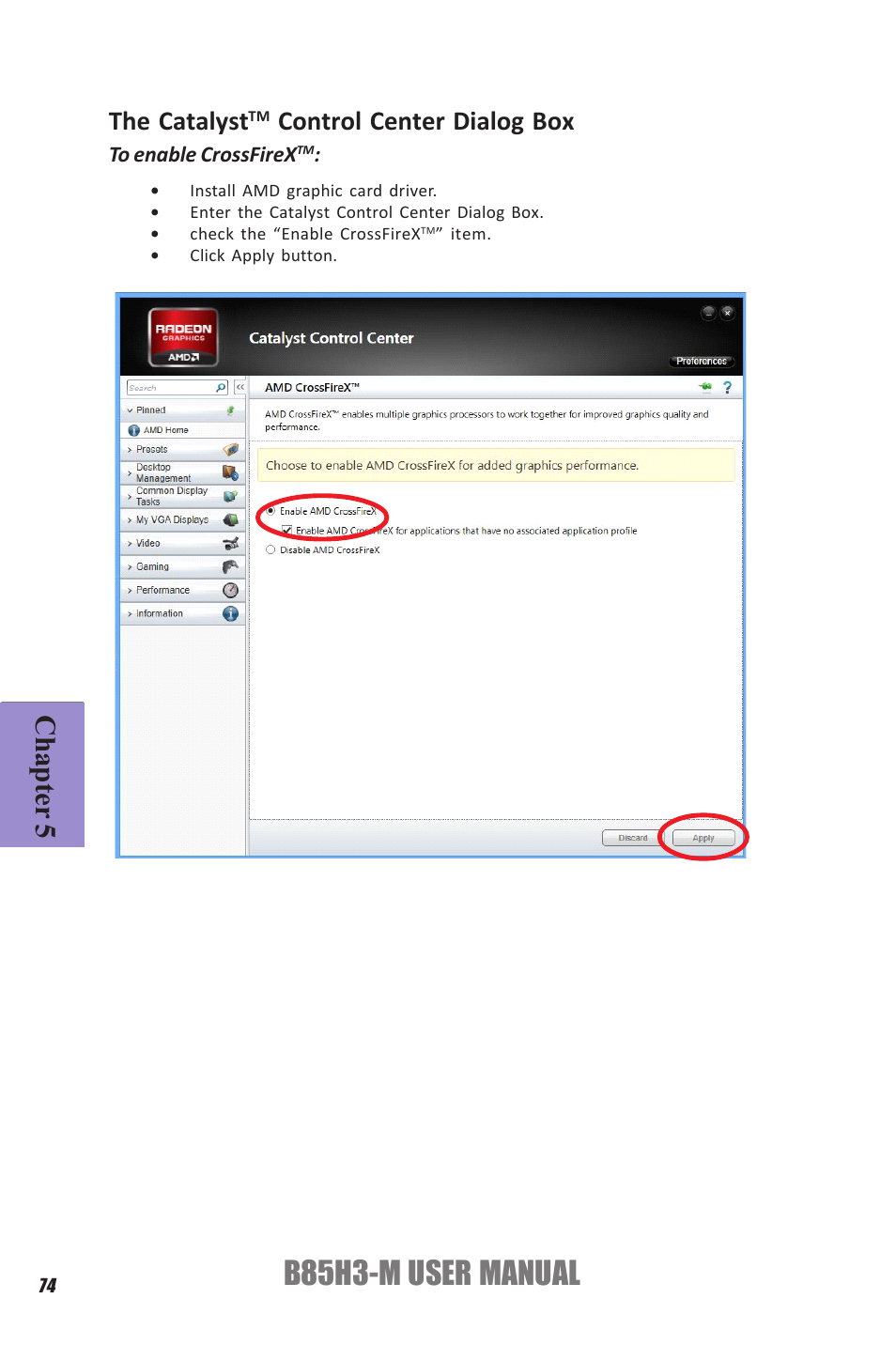 B85h3-m user manual, Chapter 5, The catalyst | Control center dialog box | Elitegroup B85H3-M (V1.0) User Manual | Page 78 / 82