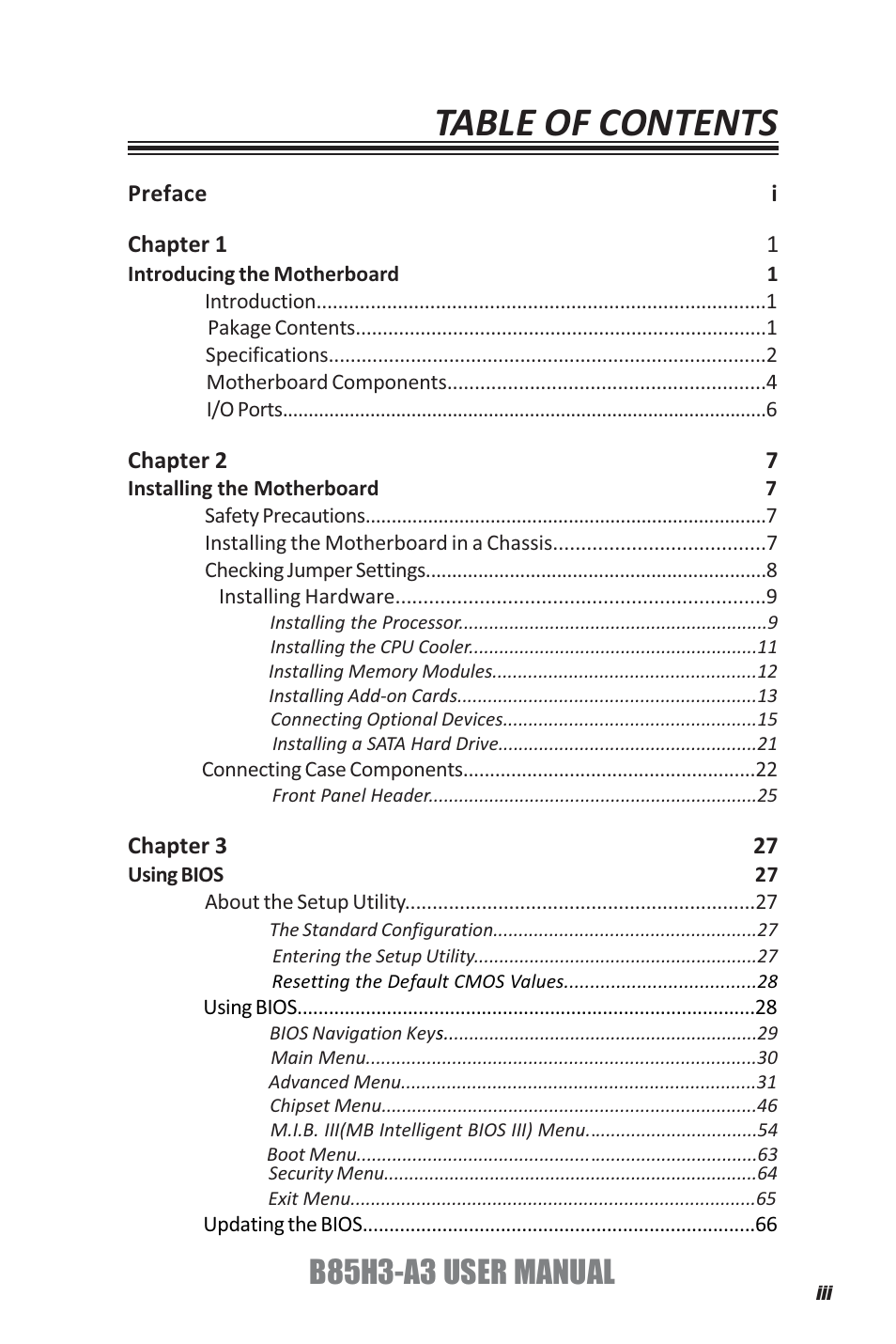 Elitegroup B85H3-A3 (V1.0) User Manual | Page 3 / 80