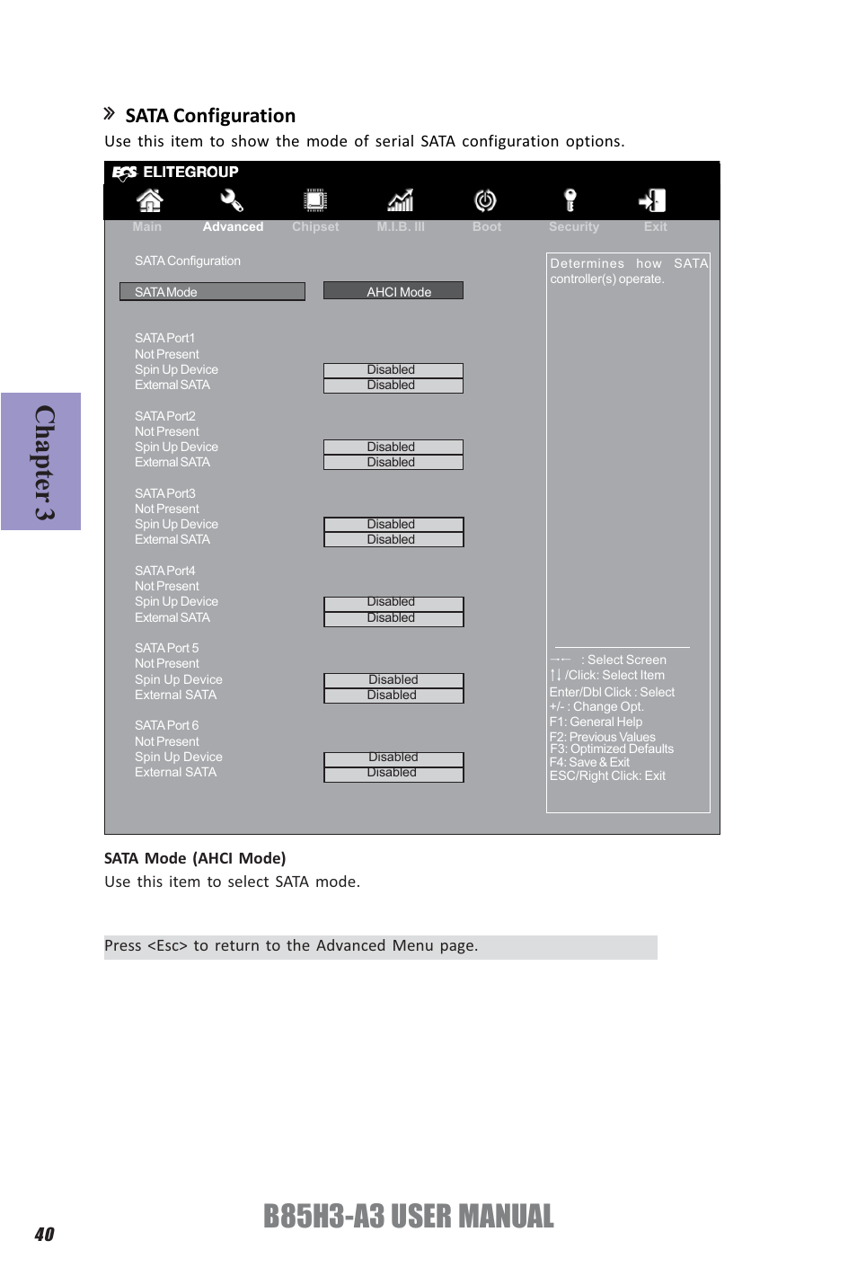 B85h3-a3 user manual, Chapter 3, Sata configuration | Elitegroup B85H3-A3 (V1.0) User Manual | Page 44 / 80