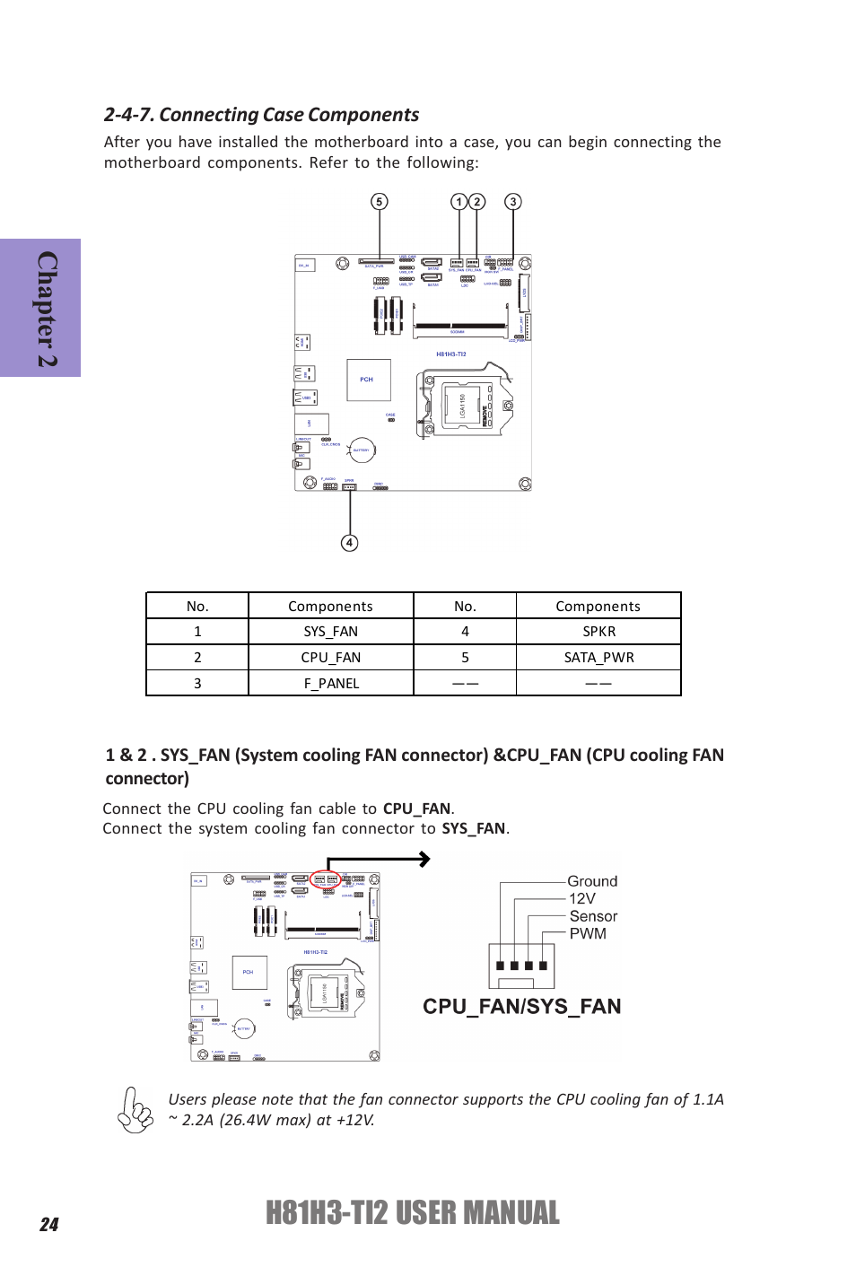 H81h3-ti2 user manual, Chapter 2, 4-7. connecting case components | Elitegroup H81H3-TI2 (V1.0) User Manual | Page 28 / 60