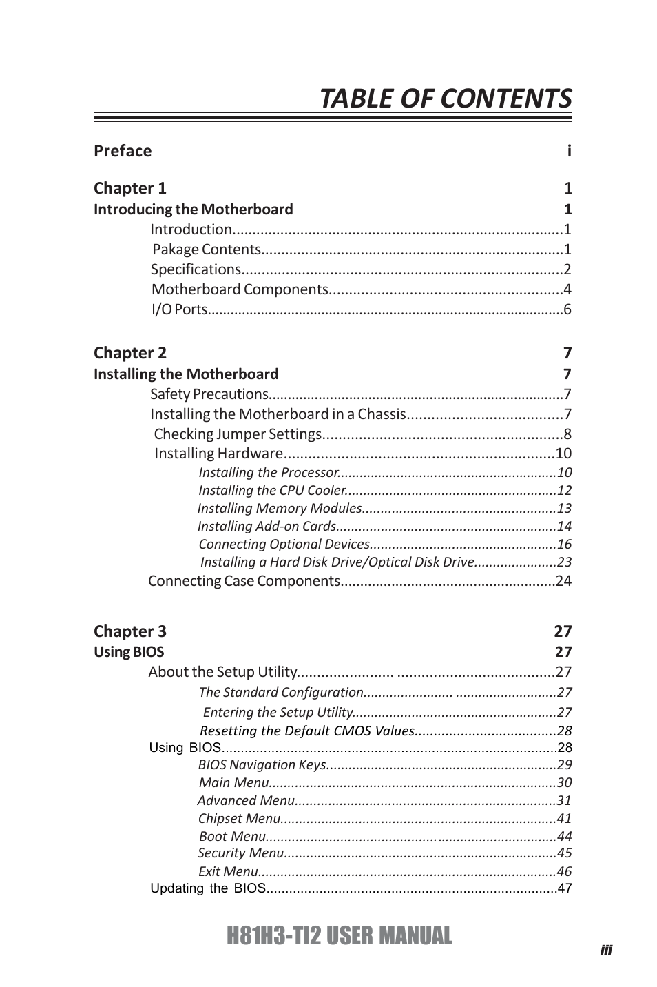 Elitegroup H81H3-TI2 (V1.0) User Manual | Page 3 / 60