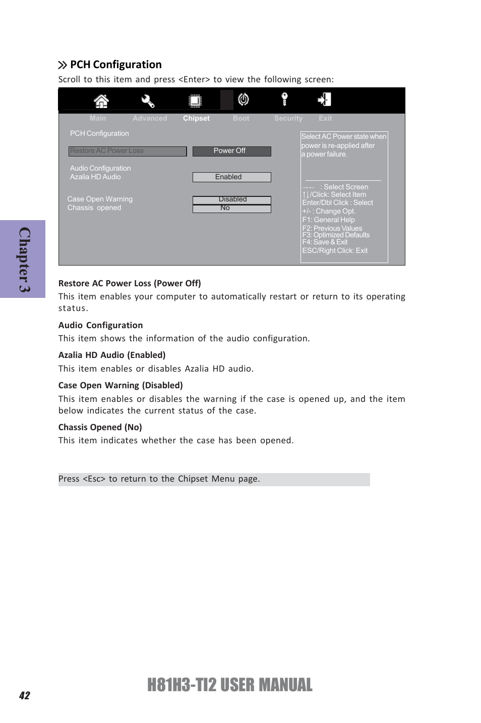H81h3-ti2 user manual, Chapter 3, Pch configuration | Elitegroup H81H3-TI2 (V1.0) User Manual | Page 46 / 60