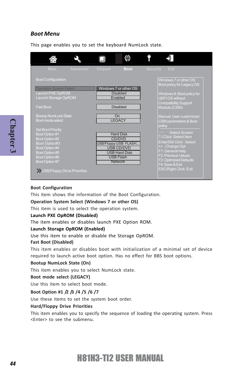 H81h3-ti2 user manual, Chapter 3, Boot menu | Elitegroup H81H3-TI2 (V1.0) User Manual | Page 48 / 60