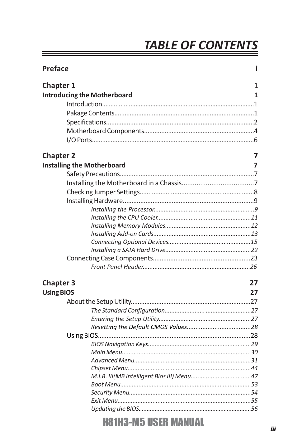 Elitegroup H81H3-M5 (V1.0) User Manual | Page 3 / 68