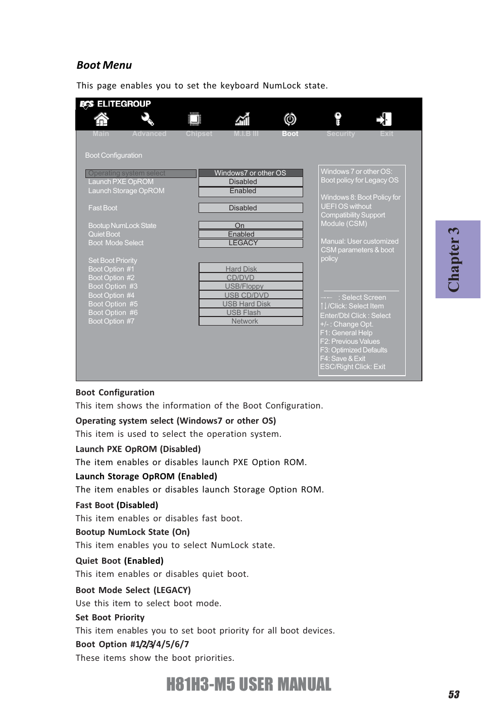 H81h3-m5 user manual, Chapter 3, Boot menu | Elitegroup H81H3-M5 (V1.0) User Manual | Page 57 / 68